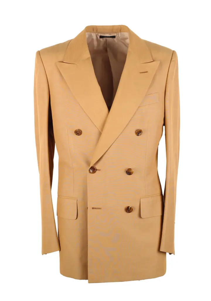 TOM FORD Shelton Beige Silk Double breasted Sport Coat Size 46 / 36R U.S.