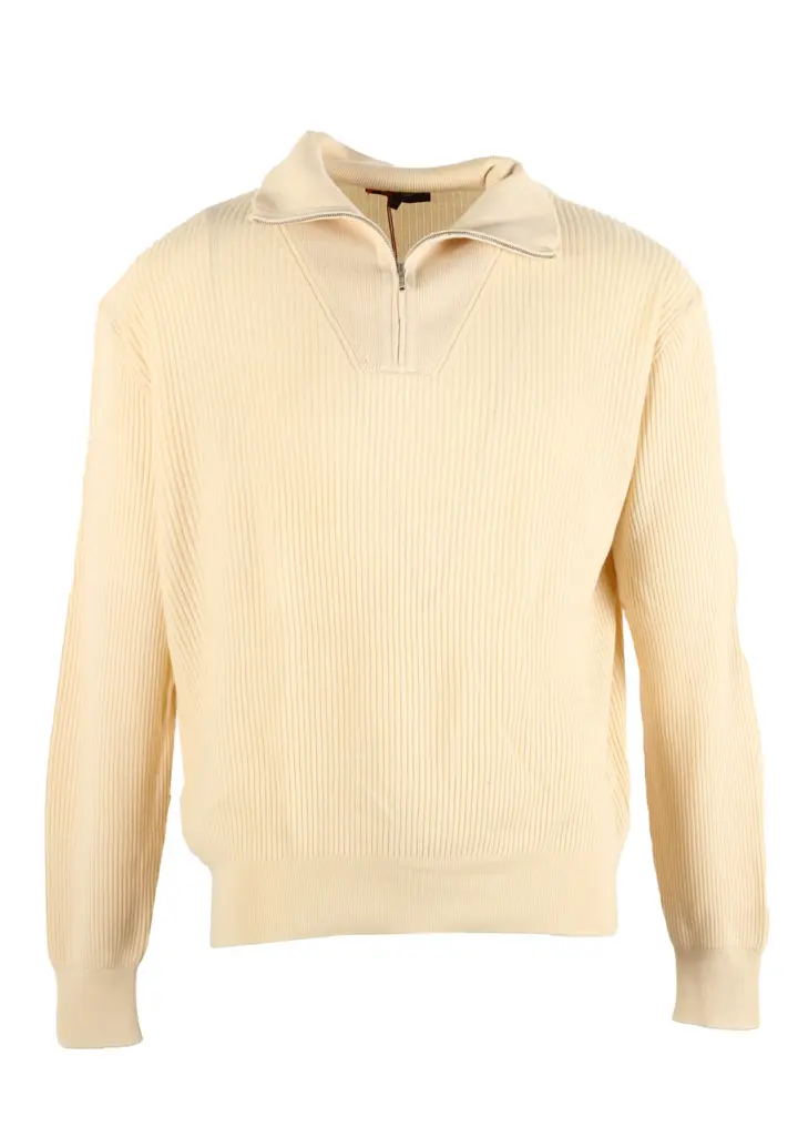 Loro Piana Off White Half Funnel Neck Cashmere Silk Sweater