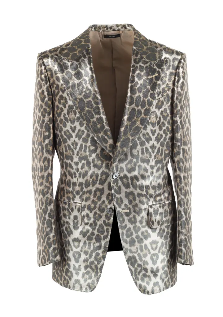 TOM FORD Gold Leopard Atticus Cocktail Dinner Jacket Size 48 / 38R