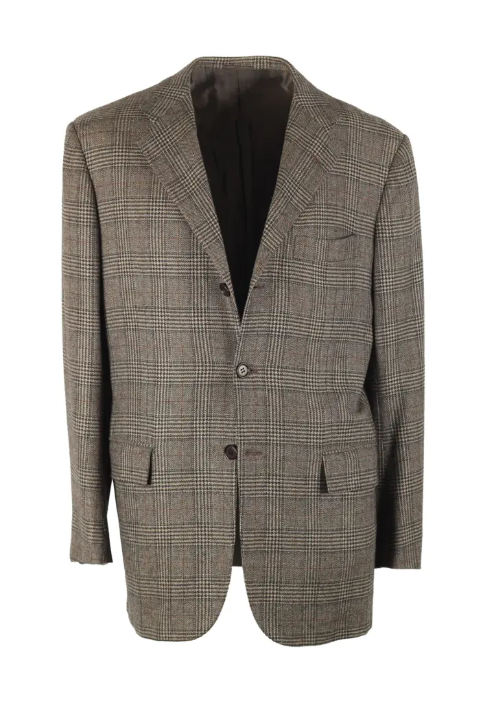 Kiton Gray Checked Sport Coat Size 50 / 40R U.S. In Cashmere