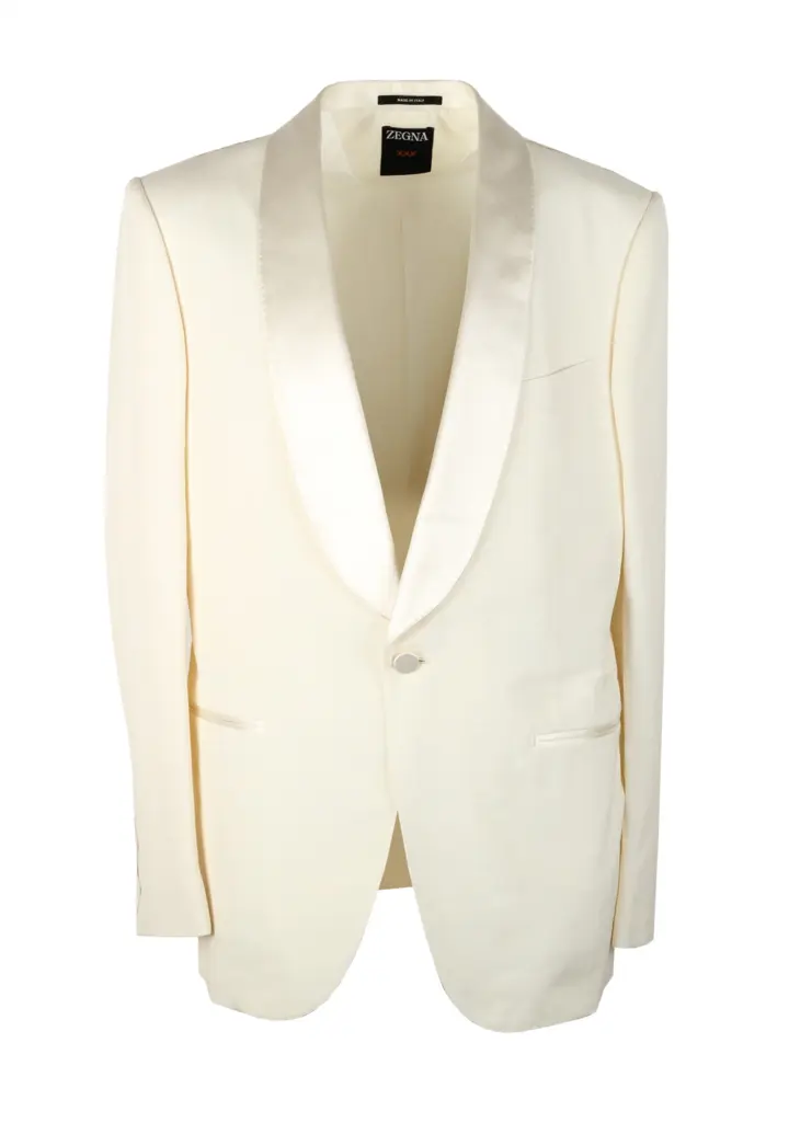 ZEGNA Couture Off White Silk Tuxedo Dinner Jacket