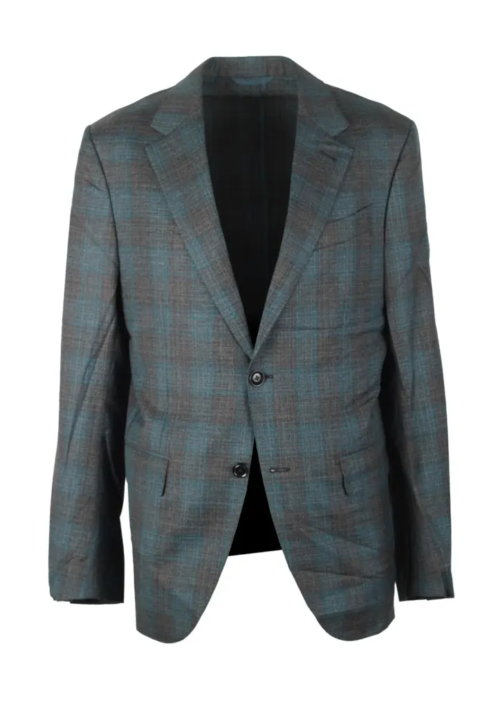 ZEGNA Zero Weight Green Checked Sport Coat Size 48 / 38R U.S.