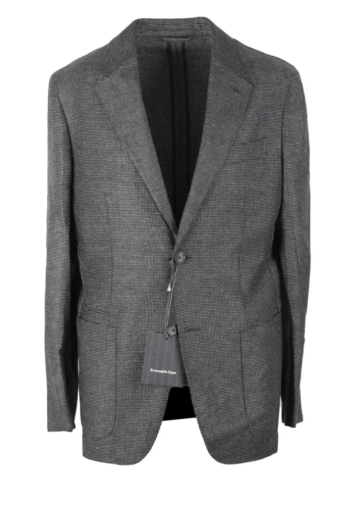 ZEGNA Silk Checked Gray Sport Coat Size 48 / 38R U.S.