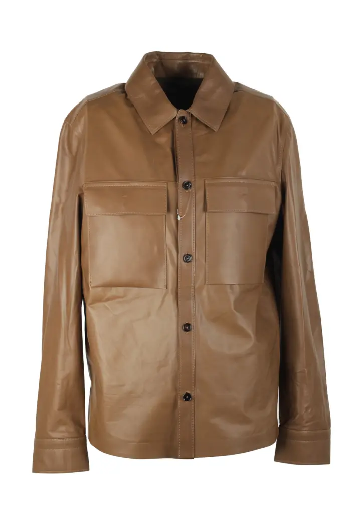 ZEGNA Brown Oasi Leather Overshirt