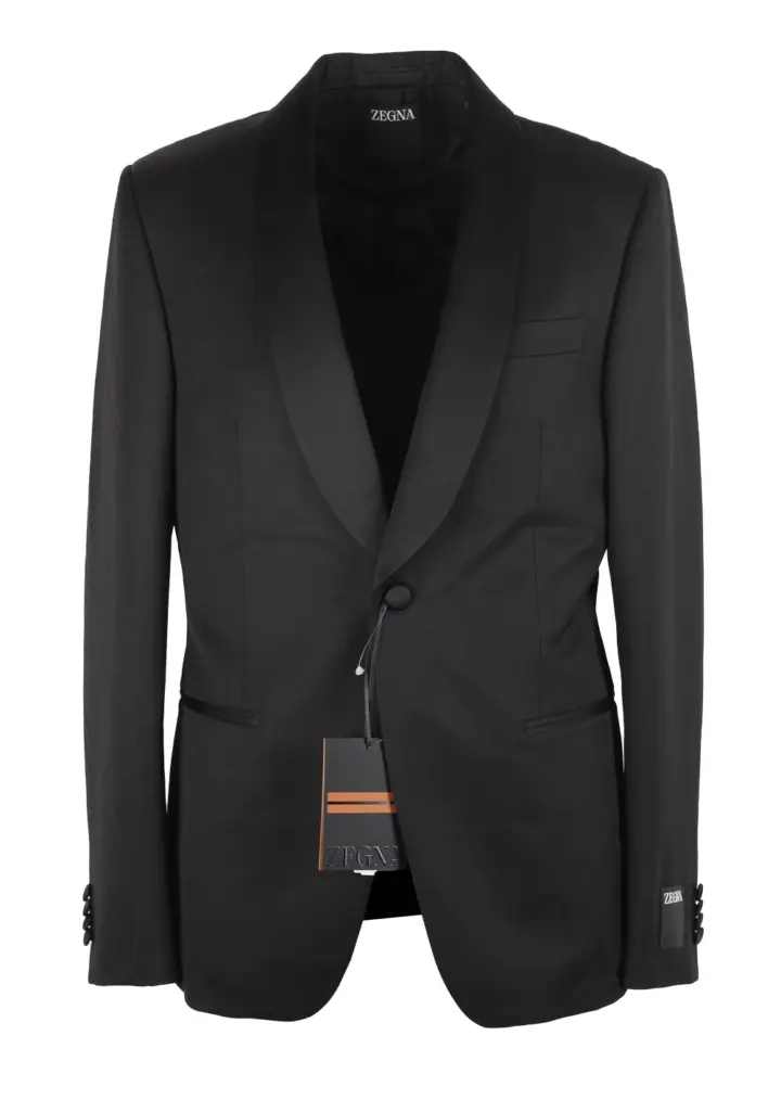 ZEGNA Tailored Black Tuxedo Dinner Jacket Size 48 / 38R U.S.