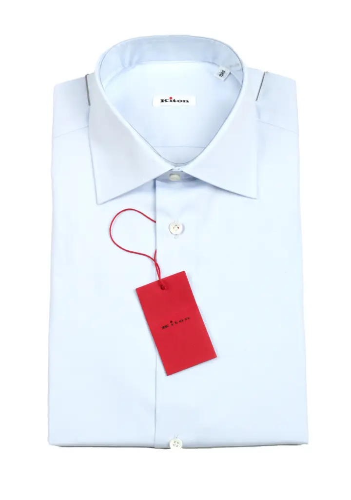 Kiton Solid Ice Blue Dress Shirt