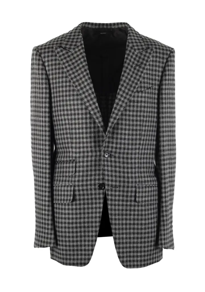 TOM FORD O’Connor Checked Black Gray Sport Coat Size 48 / 38R U.S. Fit Y