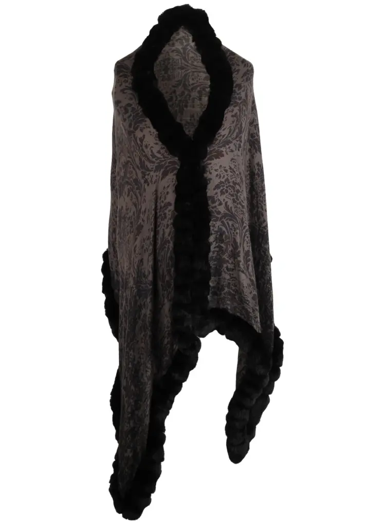 Loro Piana Brown Chinchilla Cashmere Fur Trimmed Scarf Stole