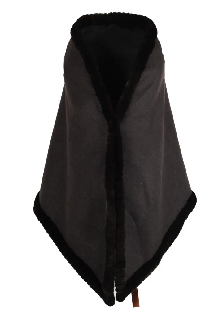 Loro Piana Black Chinchilla Cashmere Fur Trimmed Scarf Stole