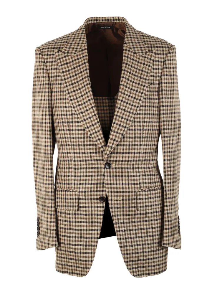 TOM FORD Atticus Checked Brown Sport Coat Size 46 / 36R U.S.