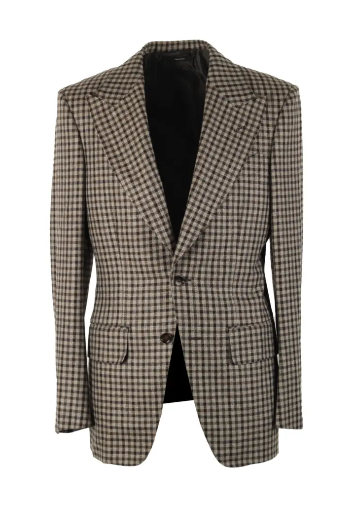 TOM FORD Atticus Light Gray Checked Sport Coat Size 46 / 36R U.S.