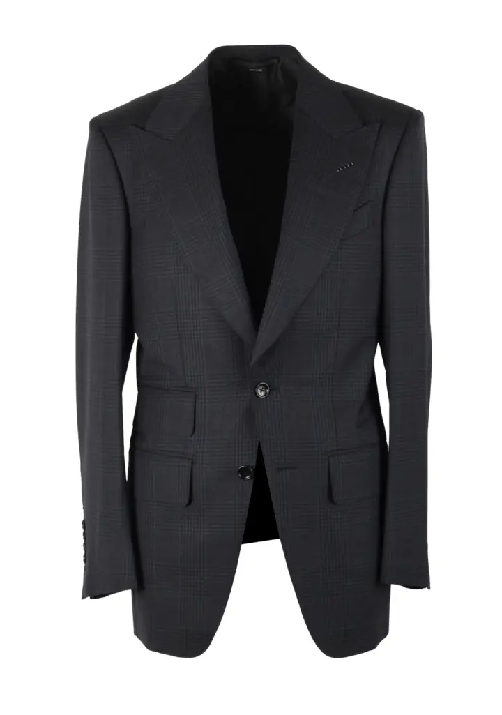 TOM FORD Atticus Black/Blue Checked Sport Coat Size 46 / 36R U.S.