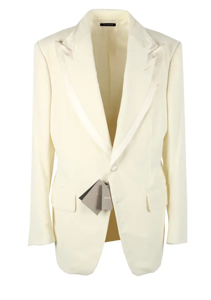 TOM FORD Basic Double Ivory Tuxedo Cocktail Dinner Jacket Size 52 / 42R U.S. Fit A