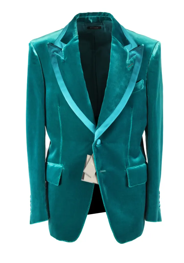 TOM FORD Basic Double Velvet Teal Tuxedo Dinner Jacket