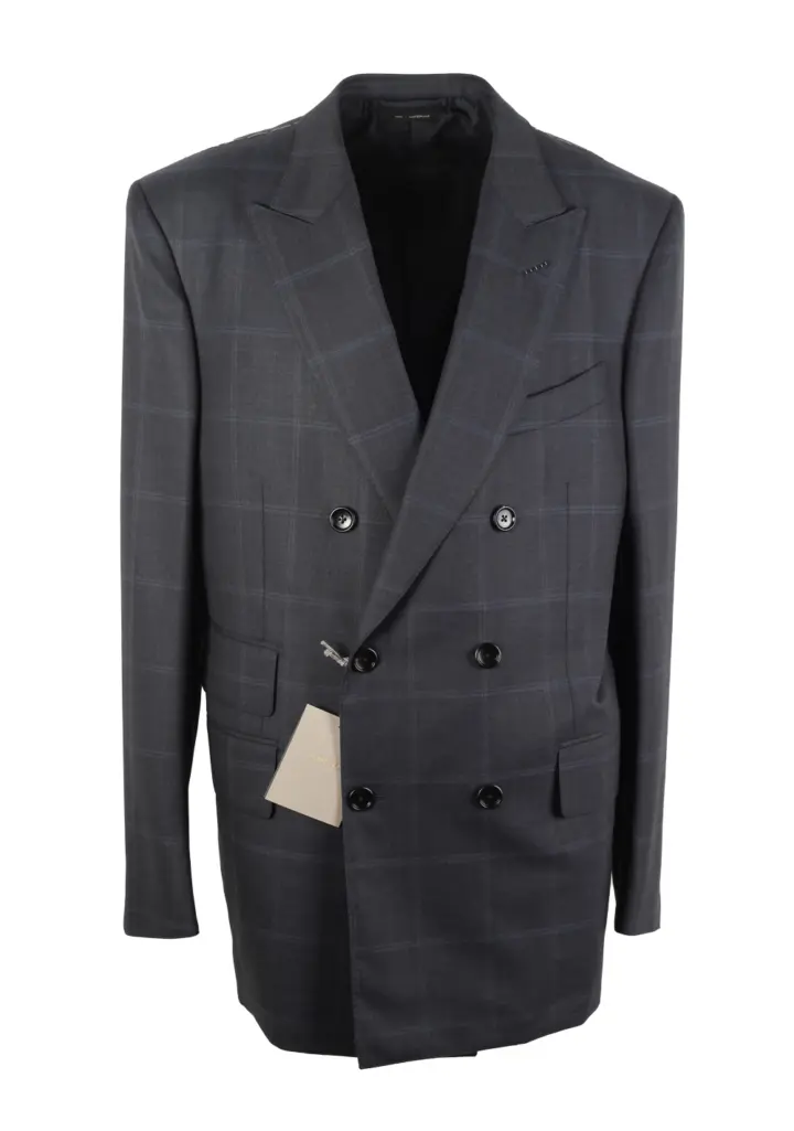 TOM FORD Atticus Wool Checked Blue Suit Size 54 / 44R U.S.