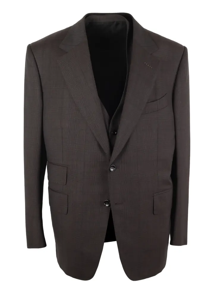 TOM FORD Windsor Brown 3 Piece Checked Suit Size 54S / 44S U.S.