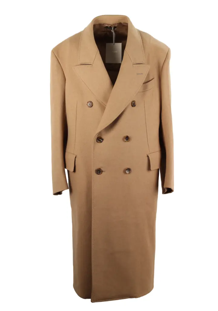 TOM FORD Camel Double Breasted Coat 58 / 48R U.S. in Camel Wool
