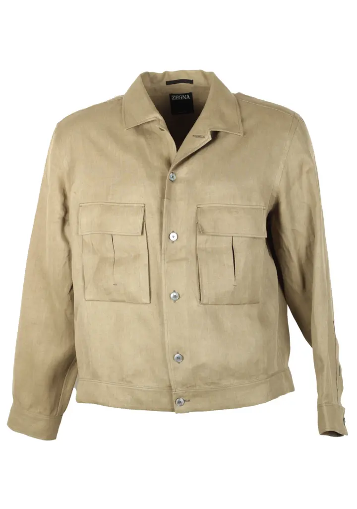 ZEGNA Oasi Lino Olive Green Overshirt