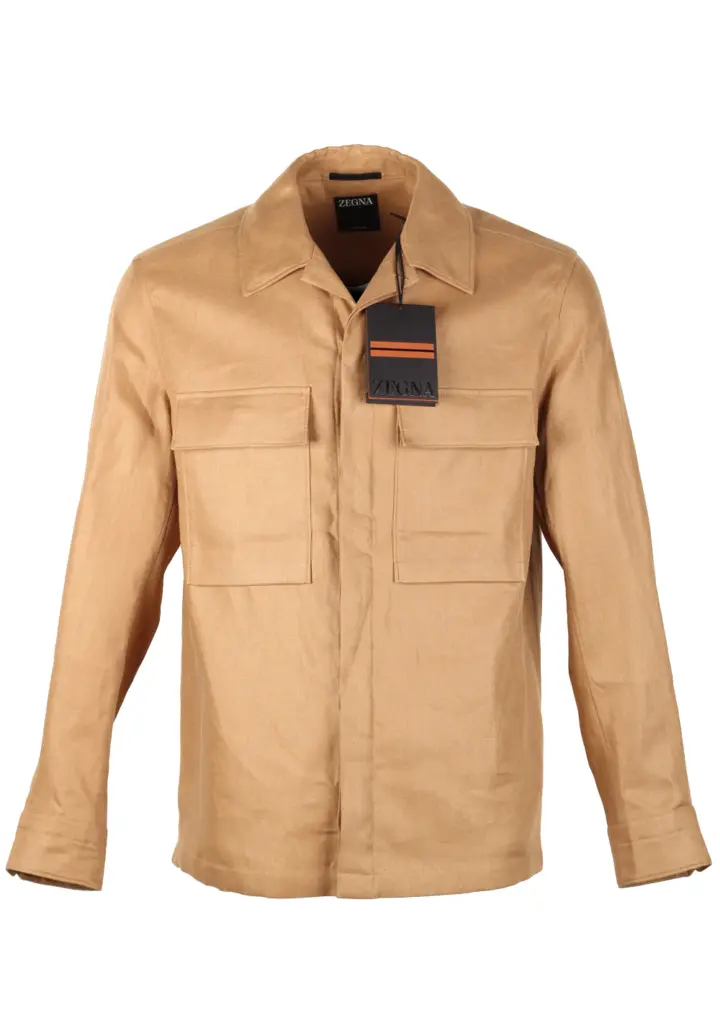 ZEGNA Oasi Lino Camel Overshirt