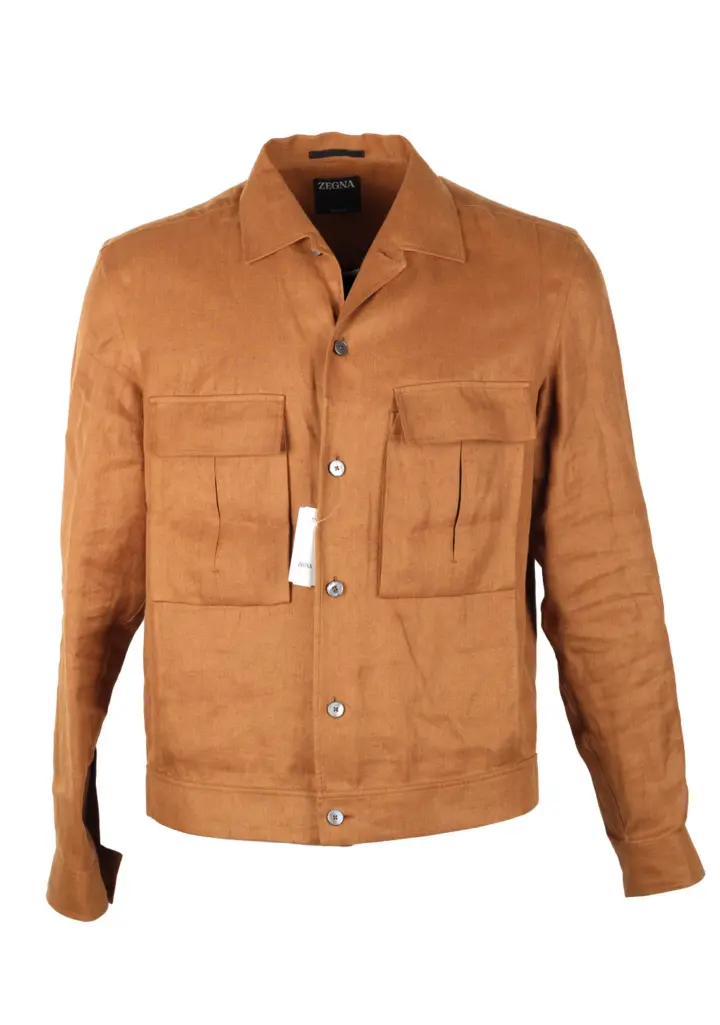 ZEGNA Oasi Lino Brown Overshirt