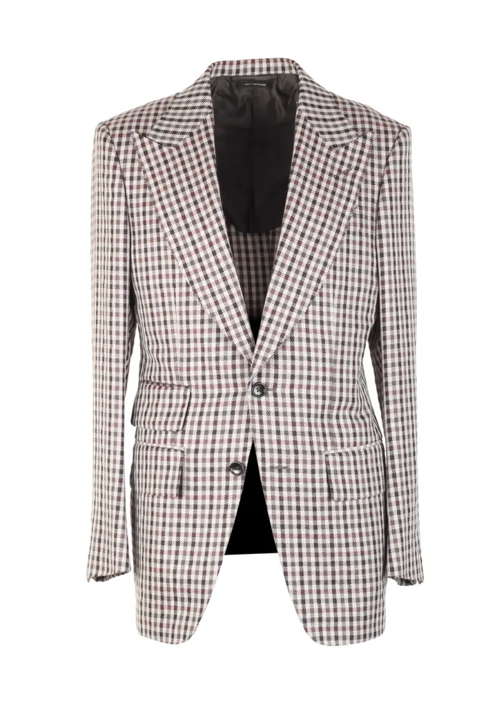 TOM FORD Atticus Brown Checked Suit Size 46 / 36R U.S.