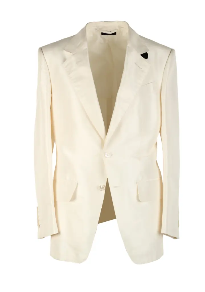 TOM FORD Atticus Off White Sport Coat Size 46 / 36R U.S. in silk