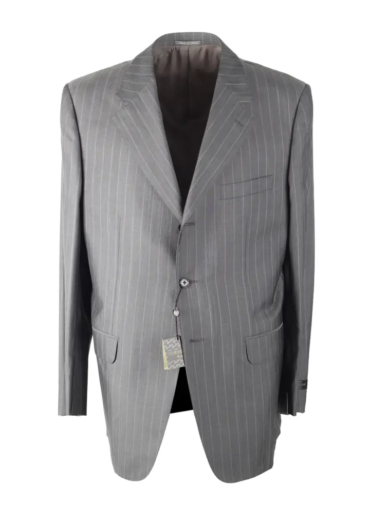 Corneliani Gray Striped Wool Silk Suit Size 54 / 44R U.S.
