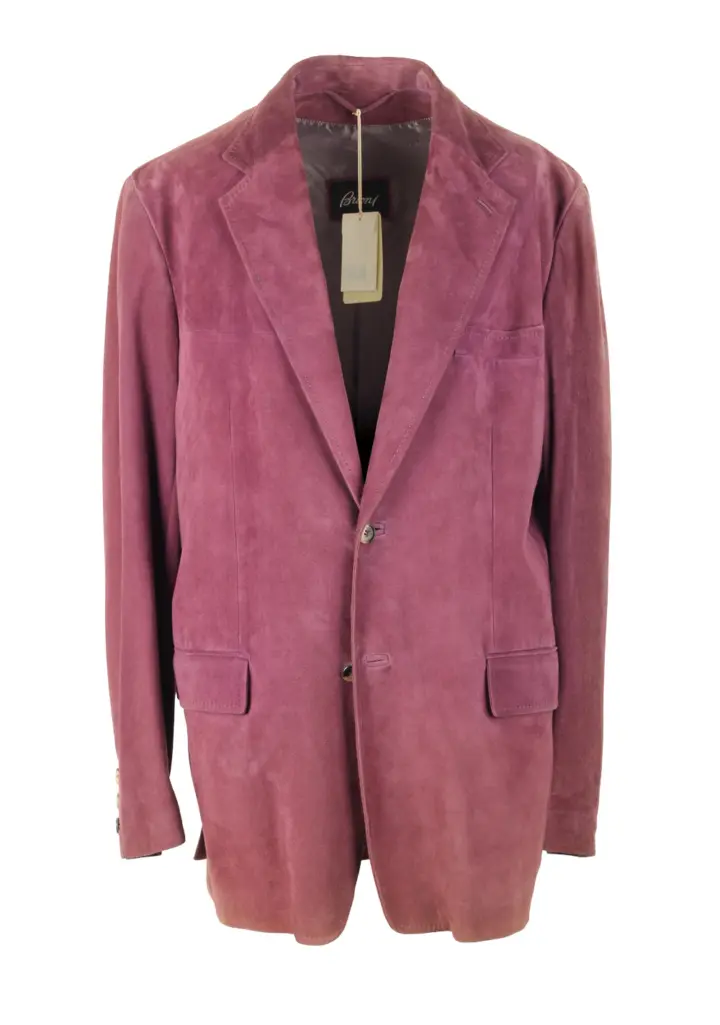Brioni Aubergine Washed Leather Sport Coat Size 52 / 42R U.S.