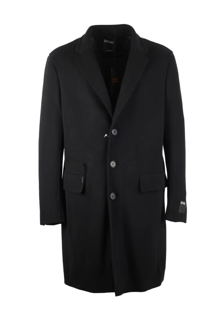 ZEGNA Jerseywear Black Overcoat Size 52 / 42R U.S.