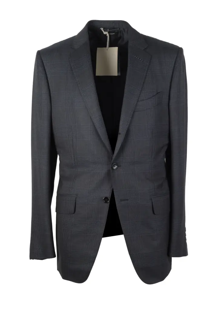 TOM FORD O’Connor Wool Silk James Bond Checked Blue Suit
