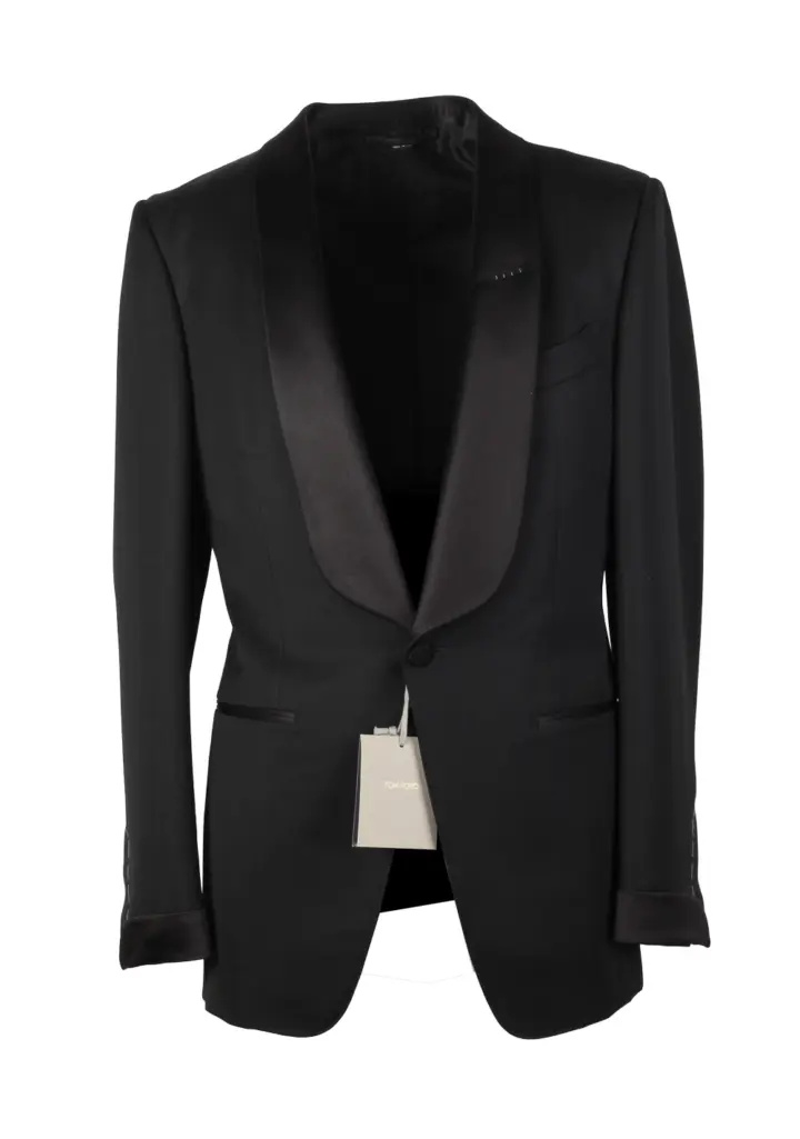TOM FORD O’Connor Black Mohair Blend Tuxedo Suit Size 44 / 34R U.S.