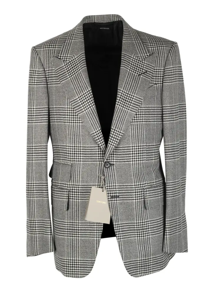 TOM FORD Shelton Wool Checked Black White Flannel Suit