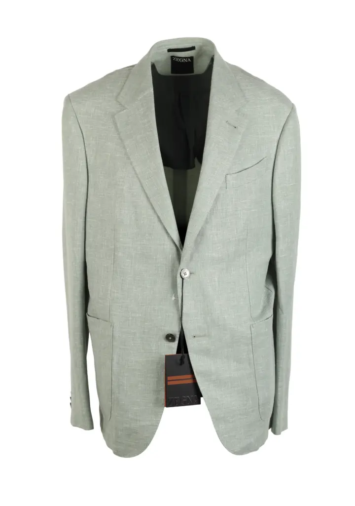 ZEGNA Crossover Natural Green Linen Silk Sport Coat
