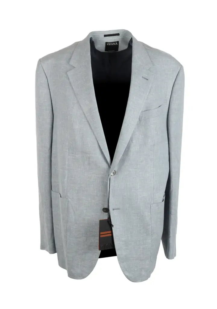 ZEGNA Crossover Natural Blue Linen Silk Sport Coat Size 62 IT / 52R U.S.