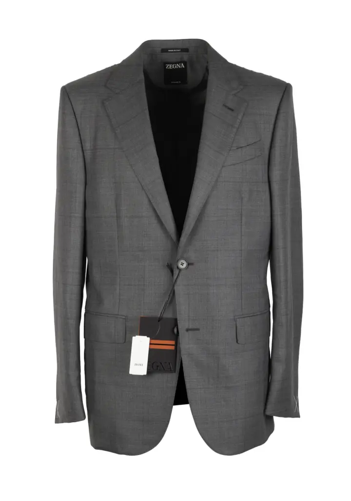 ZEGNA Sartorial 15Milmil15 Gray Checked Suit Size 48 / 38R U.S.