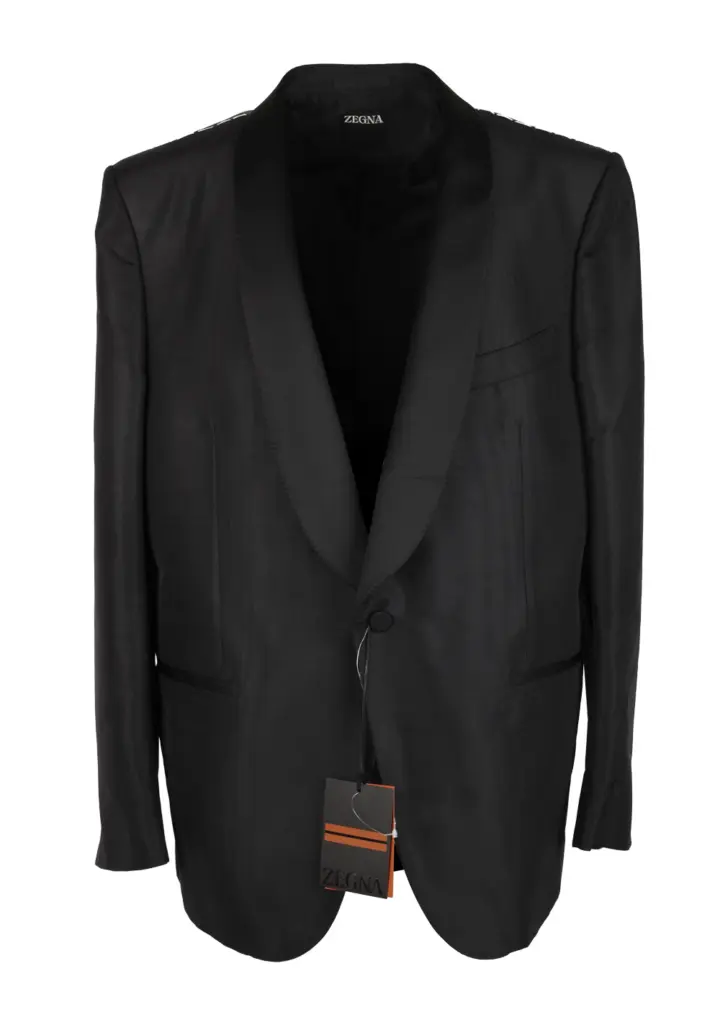 ZEGNA Sartorial Black Silk Tuxedo Dinner Jacket Size 56 / 46R U.S.