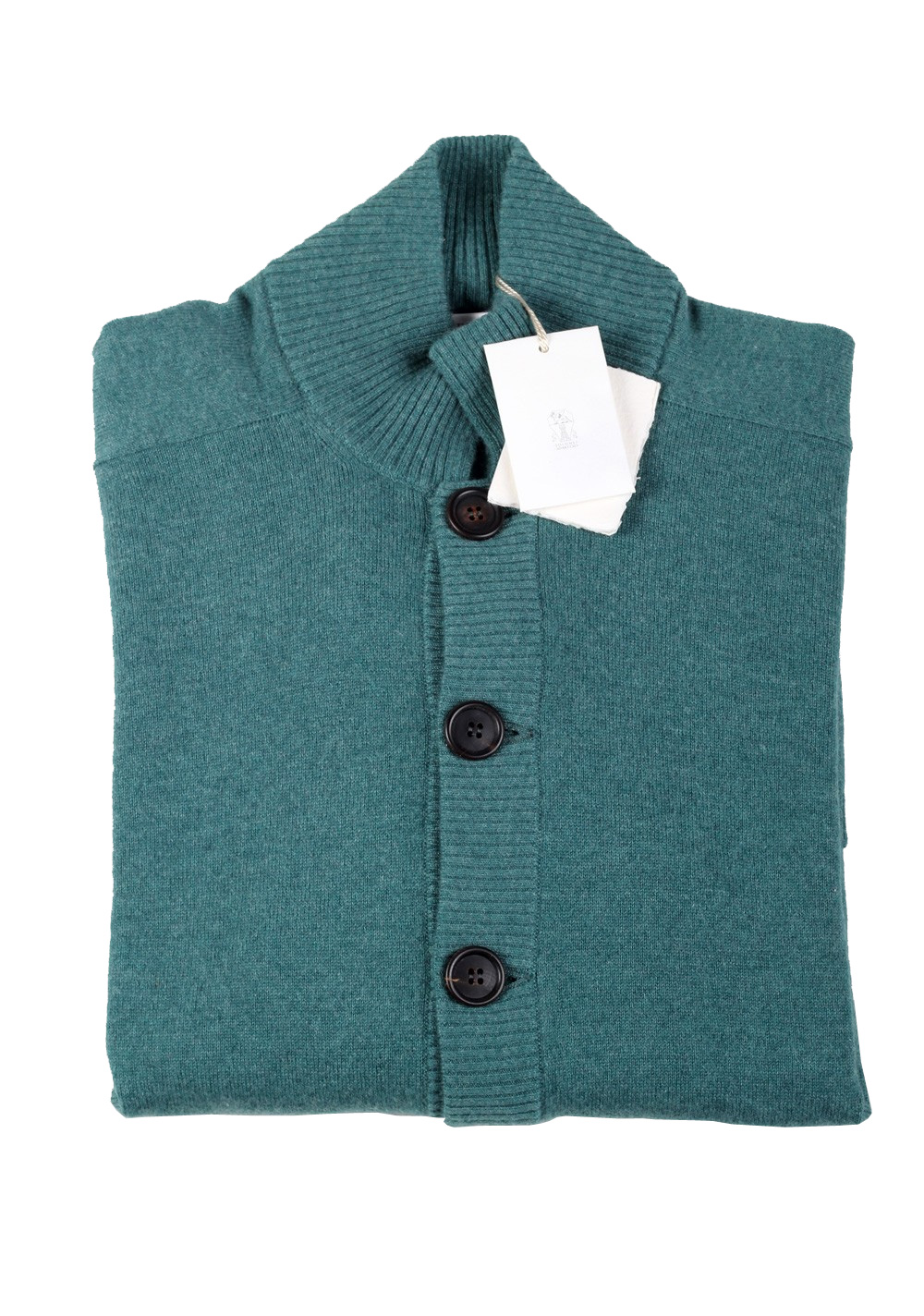 Cucinelli Cardigan Size 48 / 38R U.S. Green 100% Cashmere | Costume Limité