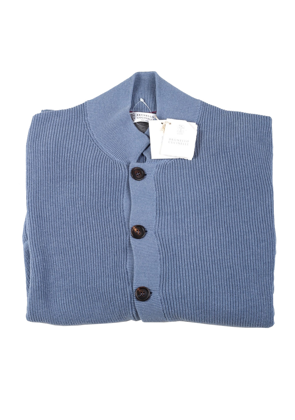 Cucinelli Cardigan Size 58 / 48R U.S. Light Blue Cotton | Costume Limité